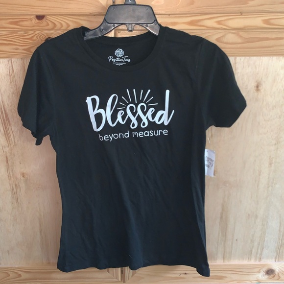 Positivi-tees NWT black “Blessed Beyond Measure” graphic tee shirt size S 4/6 - Picture 1 of 4